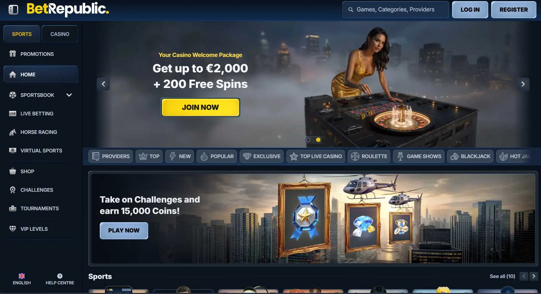 BetRepublic Casino Screen